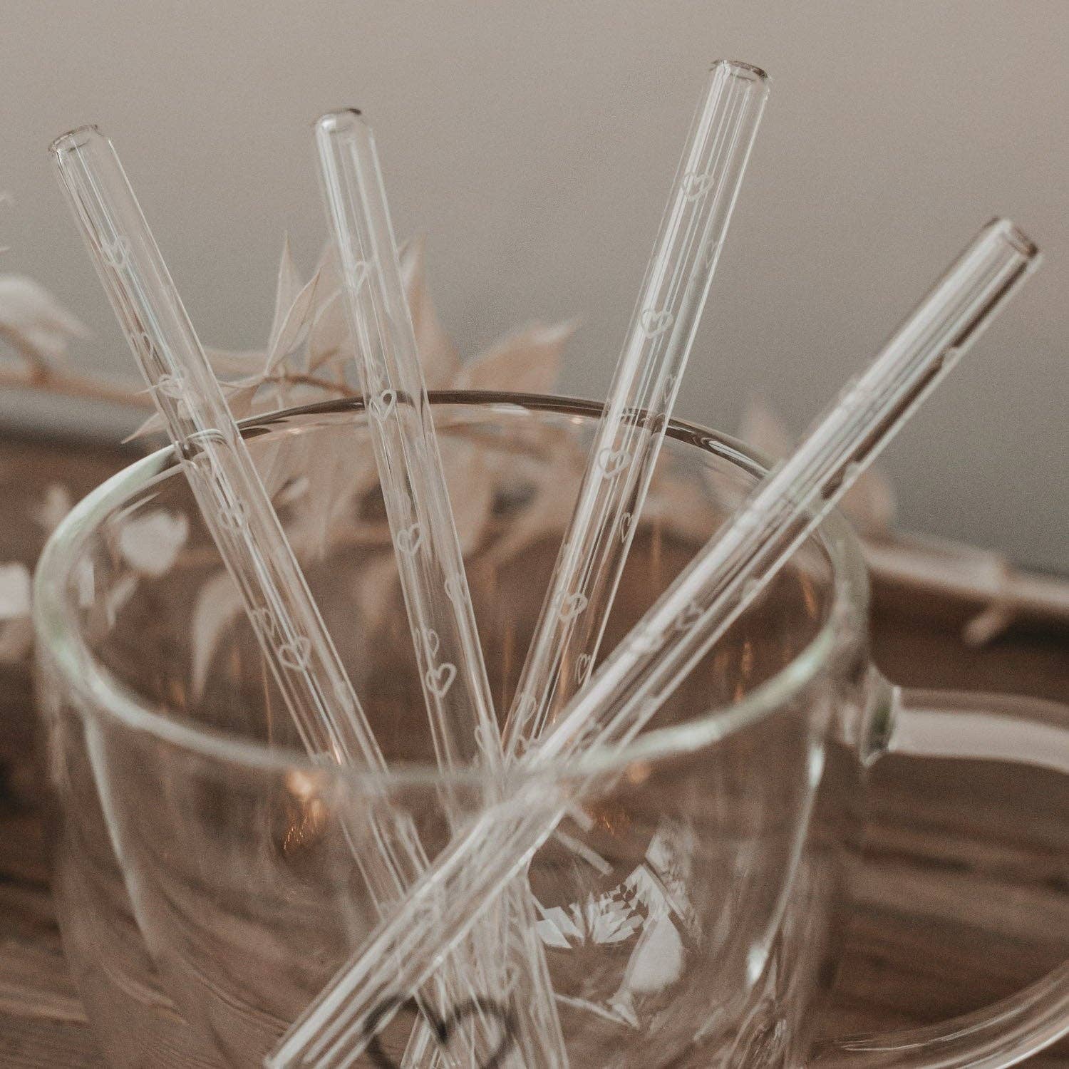 Eulenschnitt – wholesale Drinking straw – Glass heart straws 13cm in a set of 4 (PU = 10 sets)2