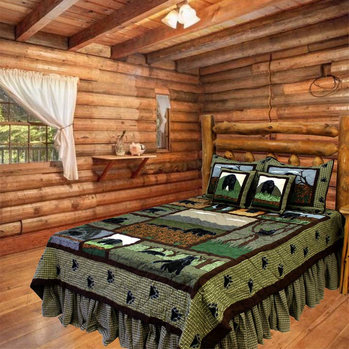 Poetry of bears Quilt, Embroidered Cotton Quilts. for wholesale by Patch Magic