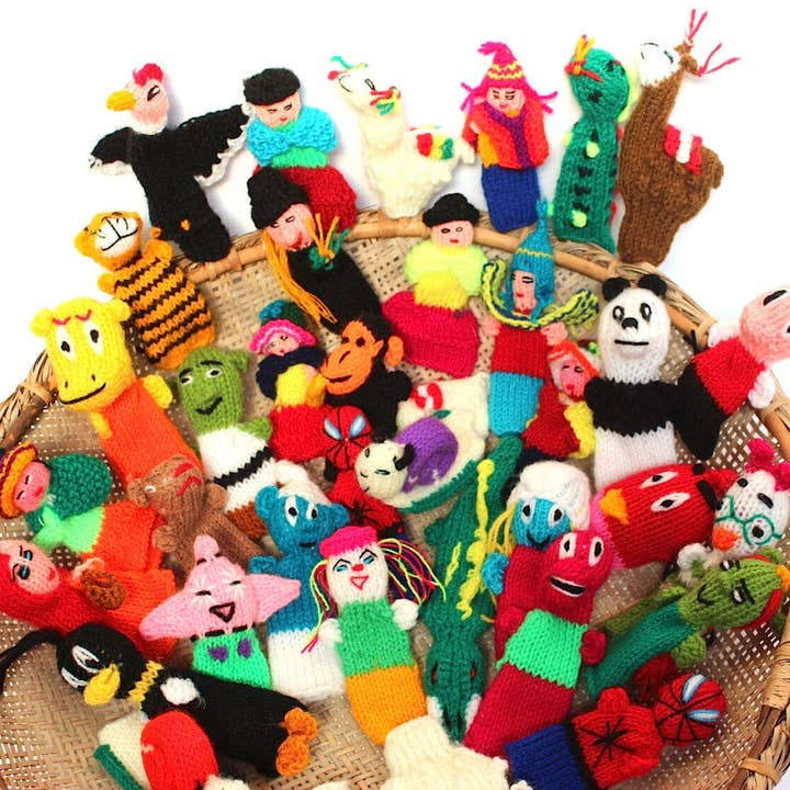 MODA LATINA – Großhandel Fingerpuppe – Kind & Baby – Los von 1000 handgestrickten Fingerpuppen peruanische Marionetten1