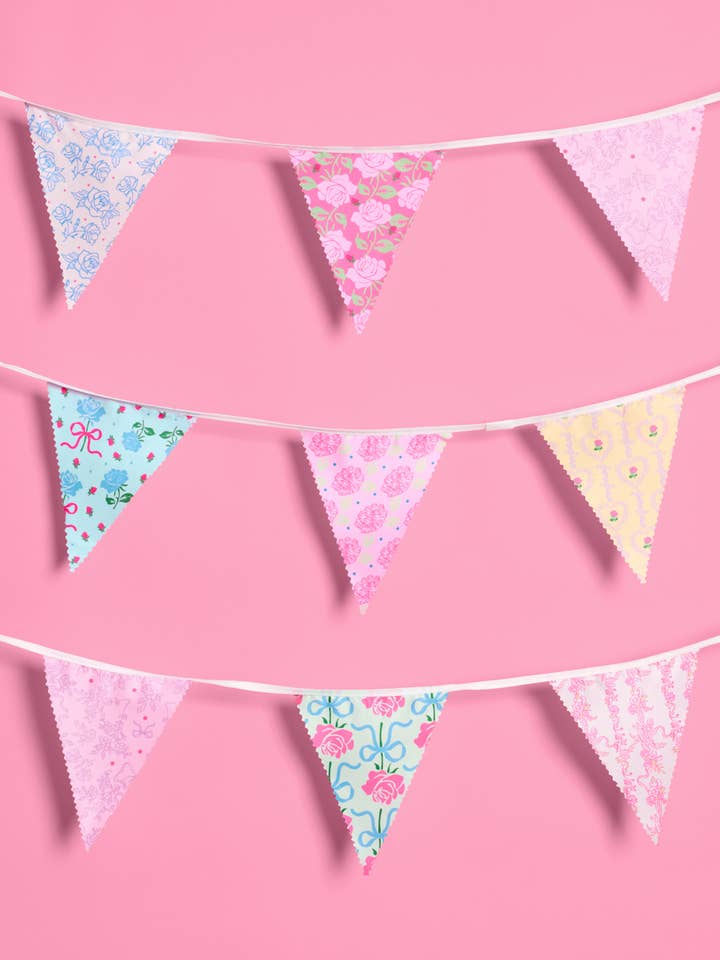 Tea Party Bunting Banner | garden party, floral, pastel for wholesale by xo, Fetti