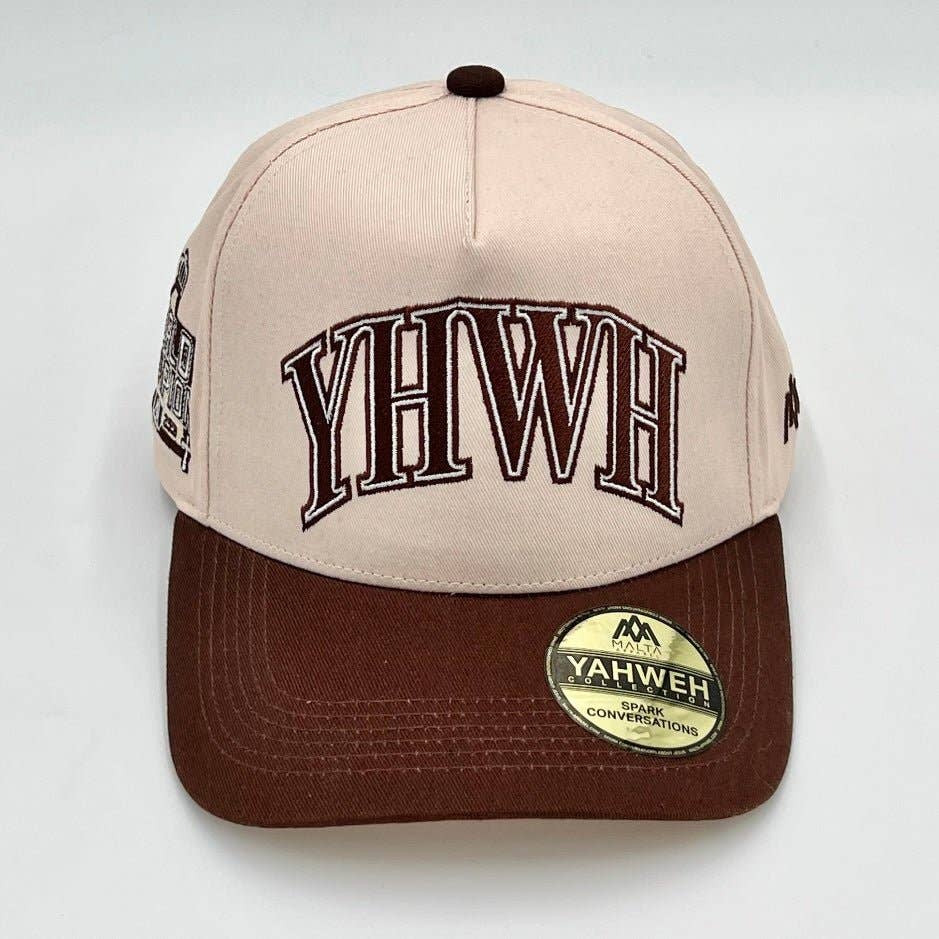 Malta Apparel LLC - Wholesale Baseball Cap - Unisex - ‘YHWH’ Structured SnapBack - Cream/Brown6