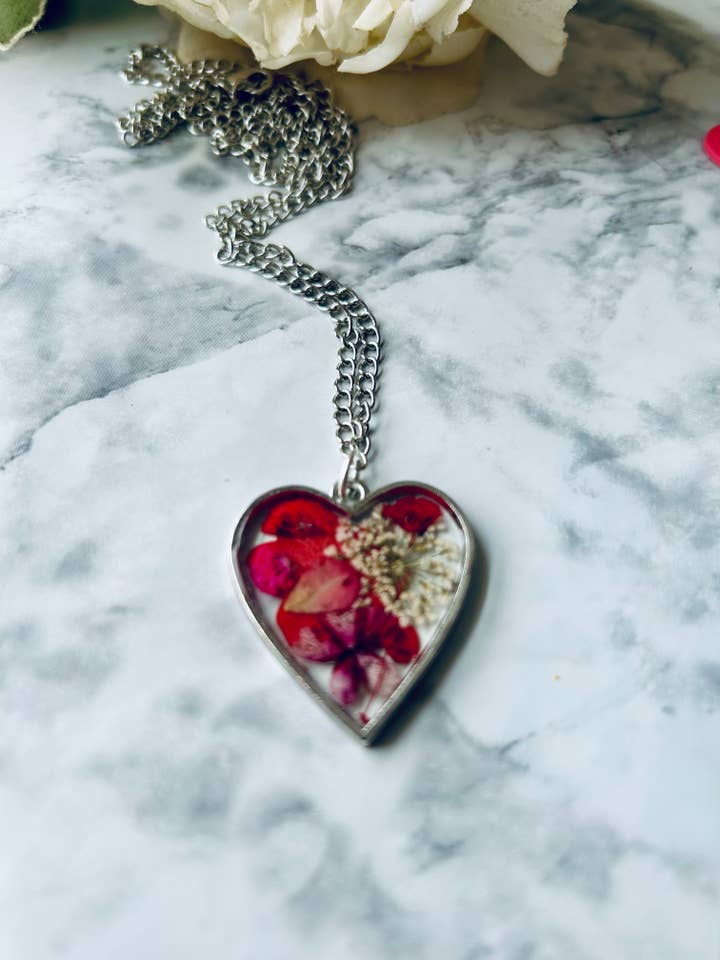 Red Floral heart Pendant for wholesale by Jen Lashua | Home Decor & Gifts