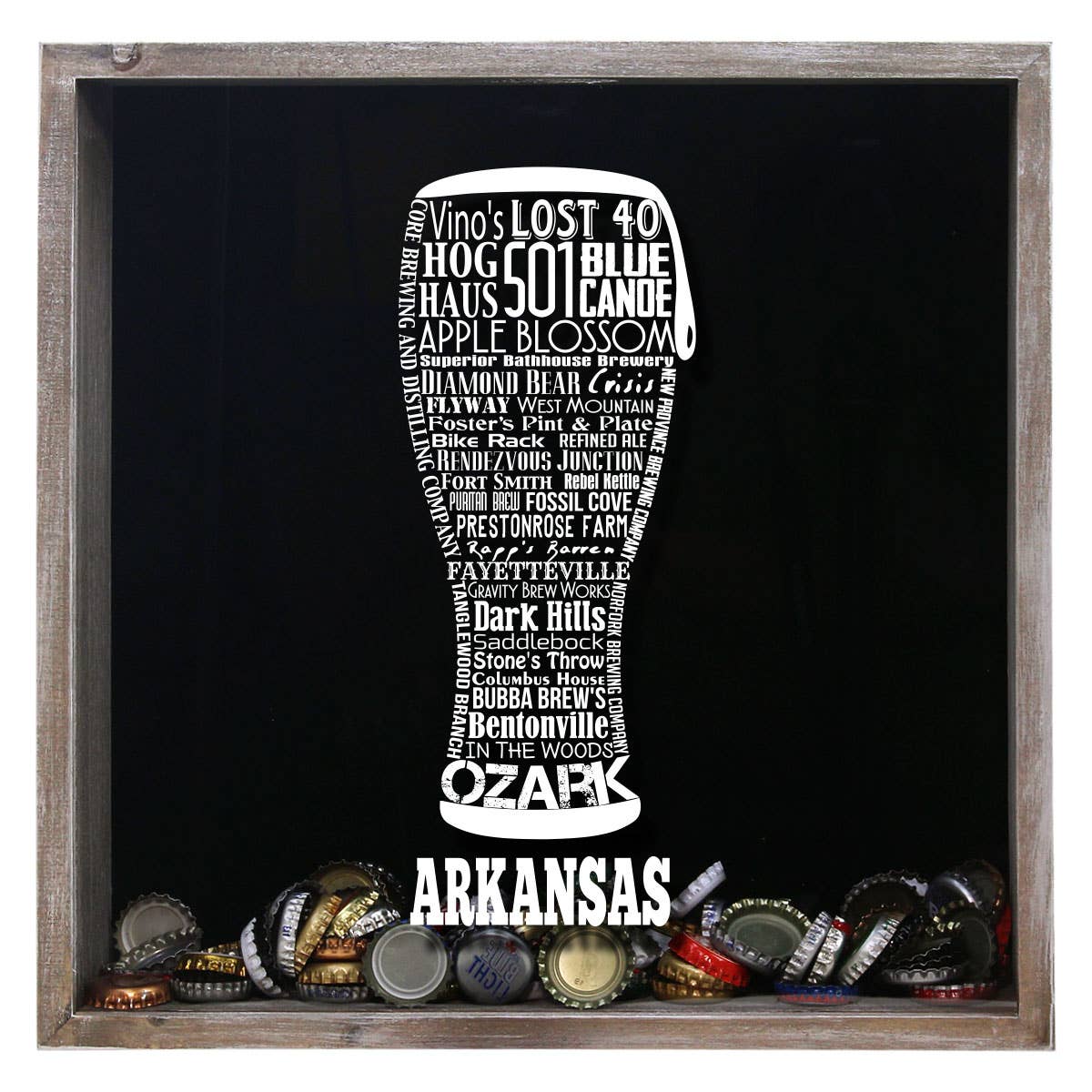 Torched Products – Großhandel 3D-Wandkunst – Cap Collector-Beer Typografie Shadow Box — Farmhouse Antique3