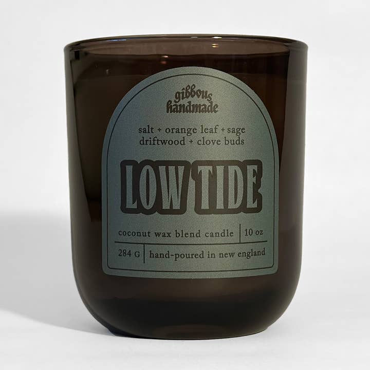 LOW TIDE Candle | Salt, Sage, Beachwood, Orange Leaf + Clove for wholesale by Gibbous Handmade