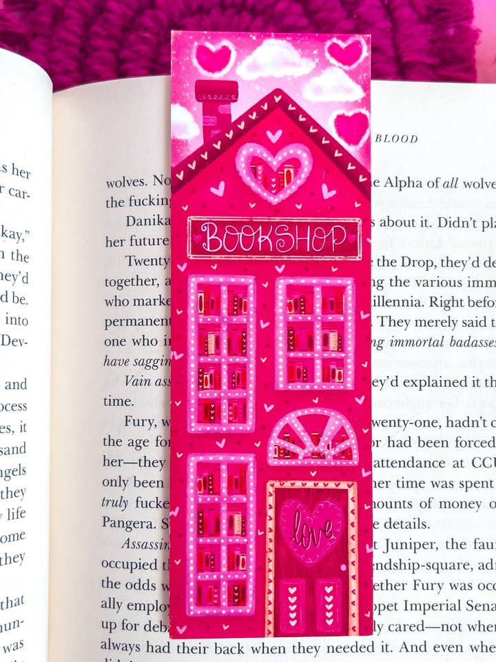 Valentine Bookshop Bookmark for wholesale by Emily Cromwell Designs