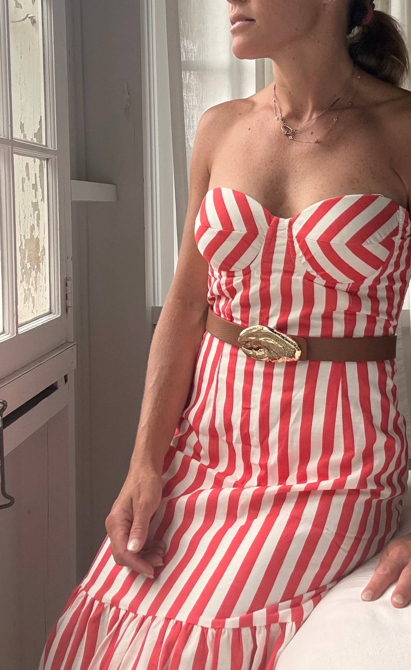 Cesoli - Wholesale Belt - Women's - Maraschino & Biscotti Reversible Leather Belt | 3cm3