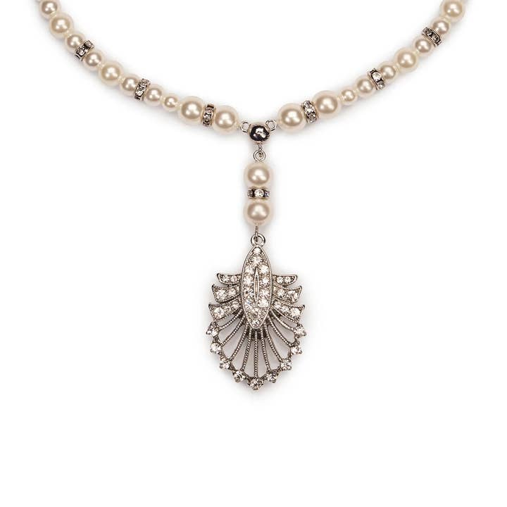 Deco Perlebesat Kvast Halskæde: Art Deco Vedhæng Halskæde for engroshandel hos Lovett & Co