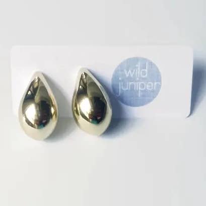 Modern Chunky Gold Plated Teardrop Studs - Gold Teardrops for wholesale by Wild Juniper