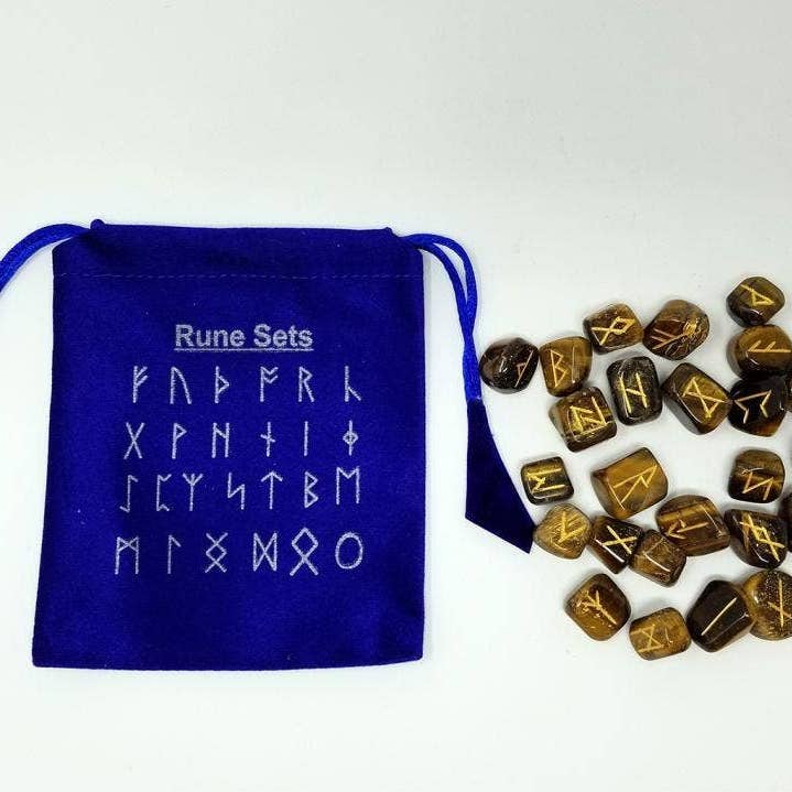 Tiger Eye Rune Set for wholesale by GREENROOTS USA LLC