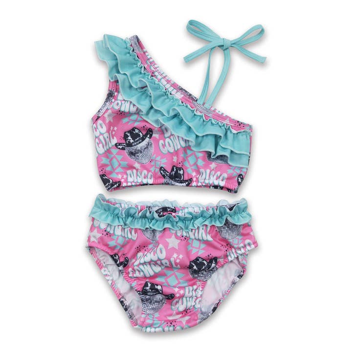 Cowgirl hat western swim wear baby girls summer swimsuit for wholesale by Yawoo Garments