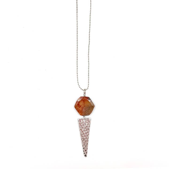 Akriti Silver and Medium Faceted Mookite Necklace for wholesale by Anju Jewelry