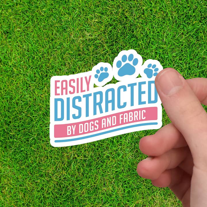 Dancing Dolphin Crafts - Wholesale Sticker - Easily Distracted by Dogs and Fabric | Sewing Stickers