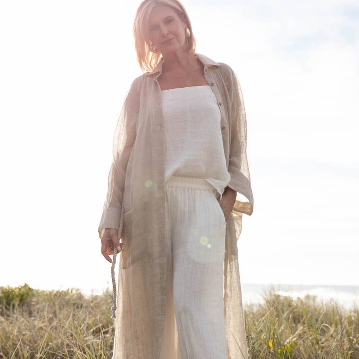 Desert Linen Duster - Natural for wholesale by Eadie Lifestyle