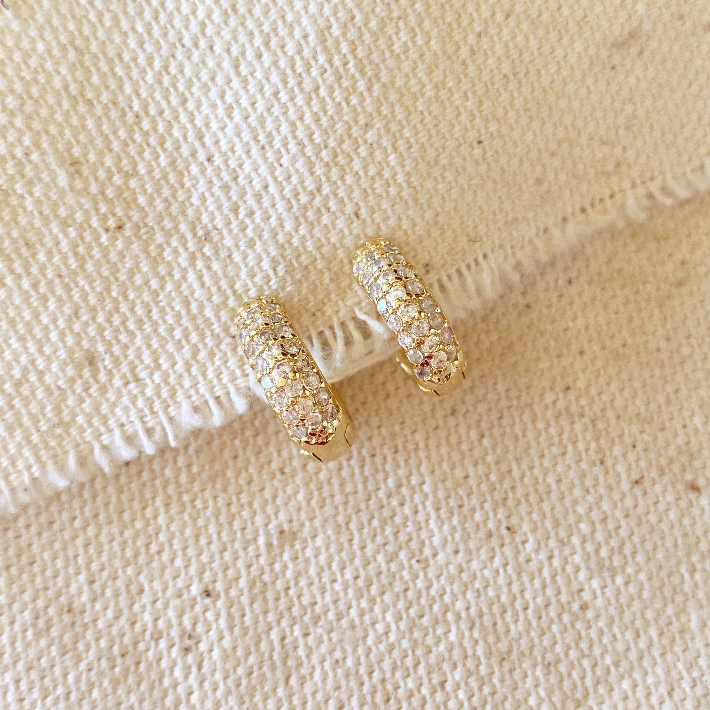 GoldFi - Vendita all'ingrosso Orecchini a cerchio - Orecchini a Cerchio da 13 mm, riempiti in oro 18 carati, con zirconia cubica3