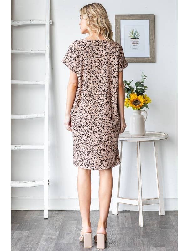 HEIMISH - Wholesale Dress - Women's - ED6884-10 SHORT SLEEVE ANIMAL PRINT DRESS