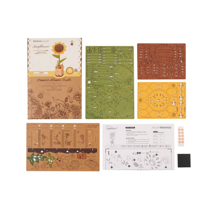 Hands Craft - Wholesale Puzzle - Kids - 3D Wooden Flower Puzzles: Sunflower3