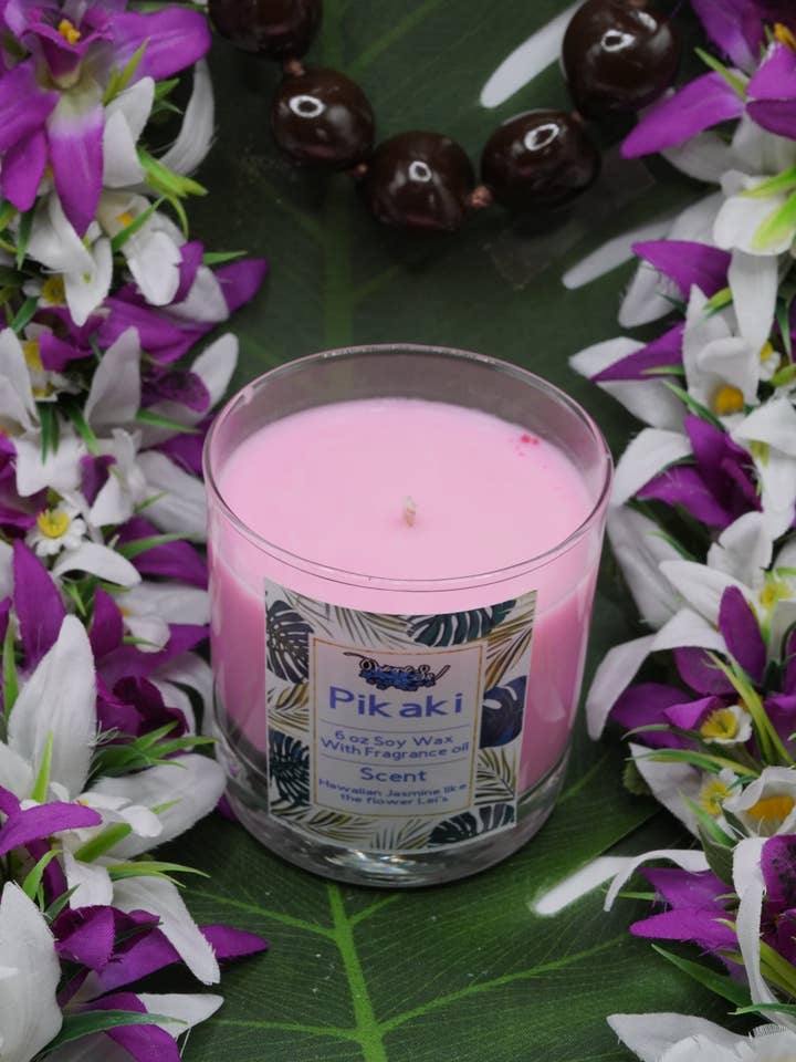 Bocal en verre à mèche en coton à la cire de soja Pikaki pour la vente par Ohanale