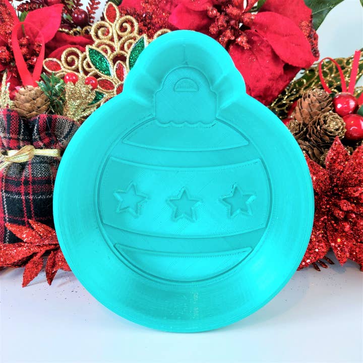 Christmas STRIPEY BAUBLE Bath Bomb Mould - 3D Moulds - 3D Printed Shower Steamer Mould for wholesale by Ocean Moulds
