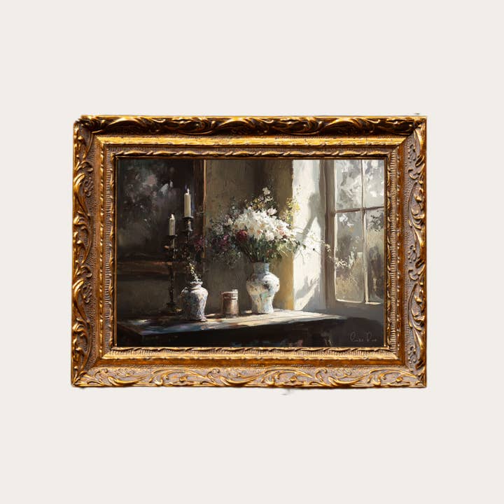 Luxe B Co - Wholesale Art Print - Antique Table Setting | French Brass Gold Mould Framed Art