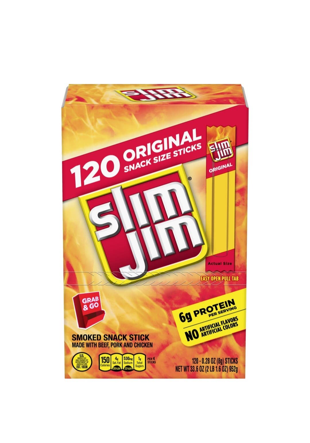 Majestic Wholesale – wholesale Jerky – Slim Jim Original Smoked Meat Sticks – 120ct, 0.28oz Each