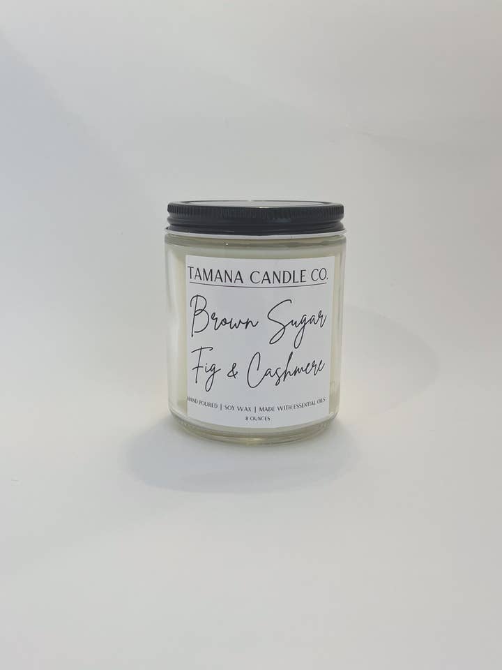 Brown Sugar Fig & Cashmere 8oz for wholesale by Tamana Candle Co.