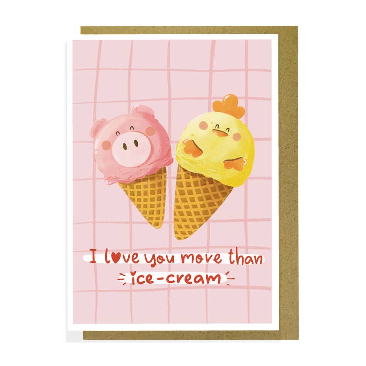 Planet612 - Wholesale Love Card - Funny Ice-Cream Love Card, Love You More Than Ice Cream