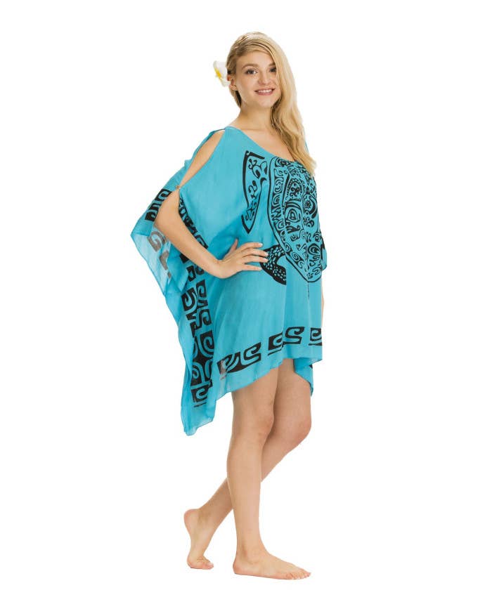 DK Hawaii - Wholesale Dress - Women's - Turtle Motive Poncho Dress1