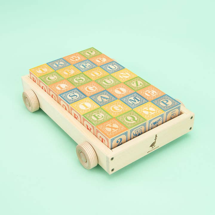 Uncle Goose - Wholesale Blocks - Kids Baby - Uncle Goose Classic ABC Blocks with Wagon
