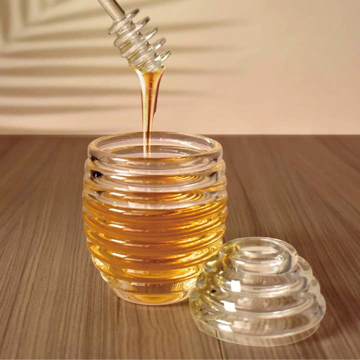 Texas Toy Distribution - Wholesale Honey pot - 8 oz. Acrylic Honey Jar and Dipper Set