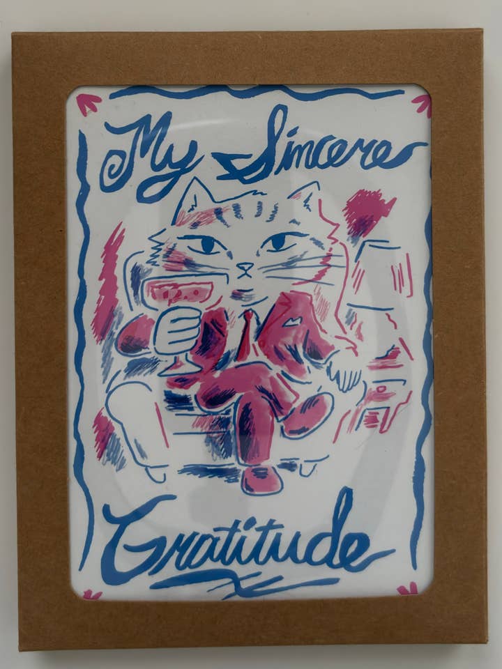 Sincerely Grateful Cat Greeting Card Set of 6 for wholesale by Steve Teare's Pet Portraits