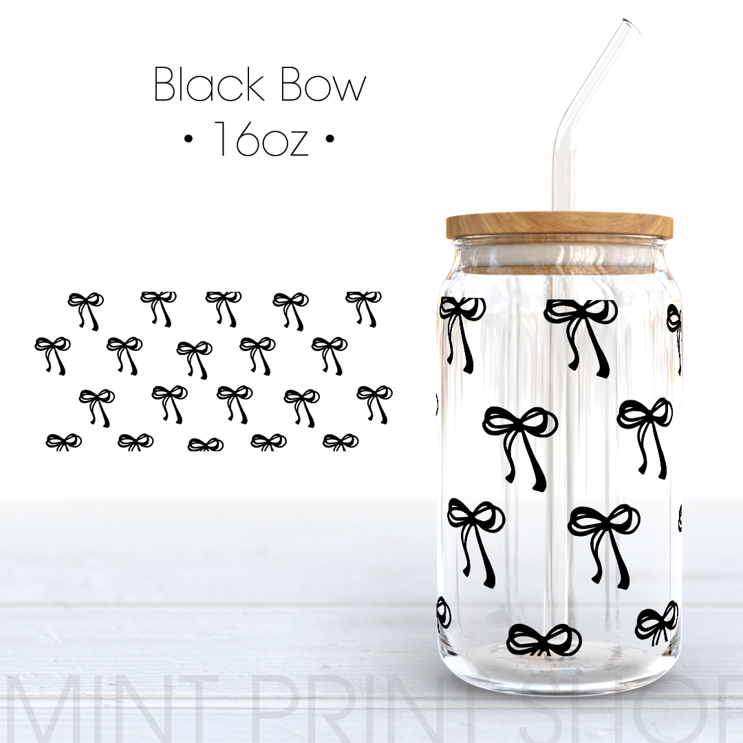 Mint Print Shop & Co - Wholesale Sublimation Transfer - Black Bow UV DTF Cup Wrap0