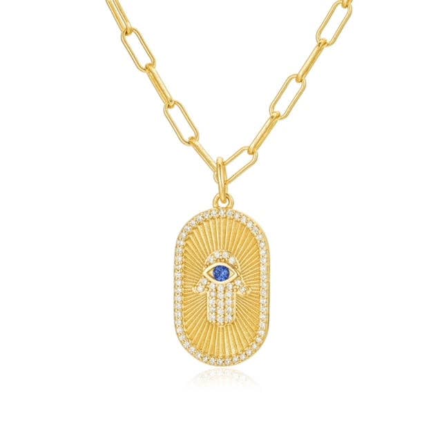 Hamsa vedhæng på lille papirclipskæde for engroshandel hos Bloo and Ro