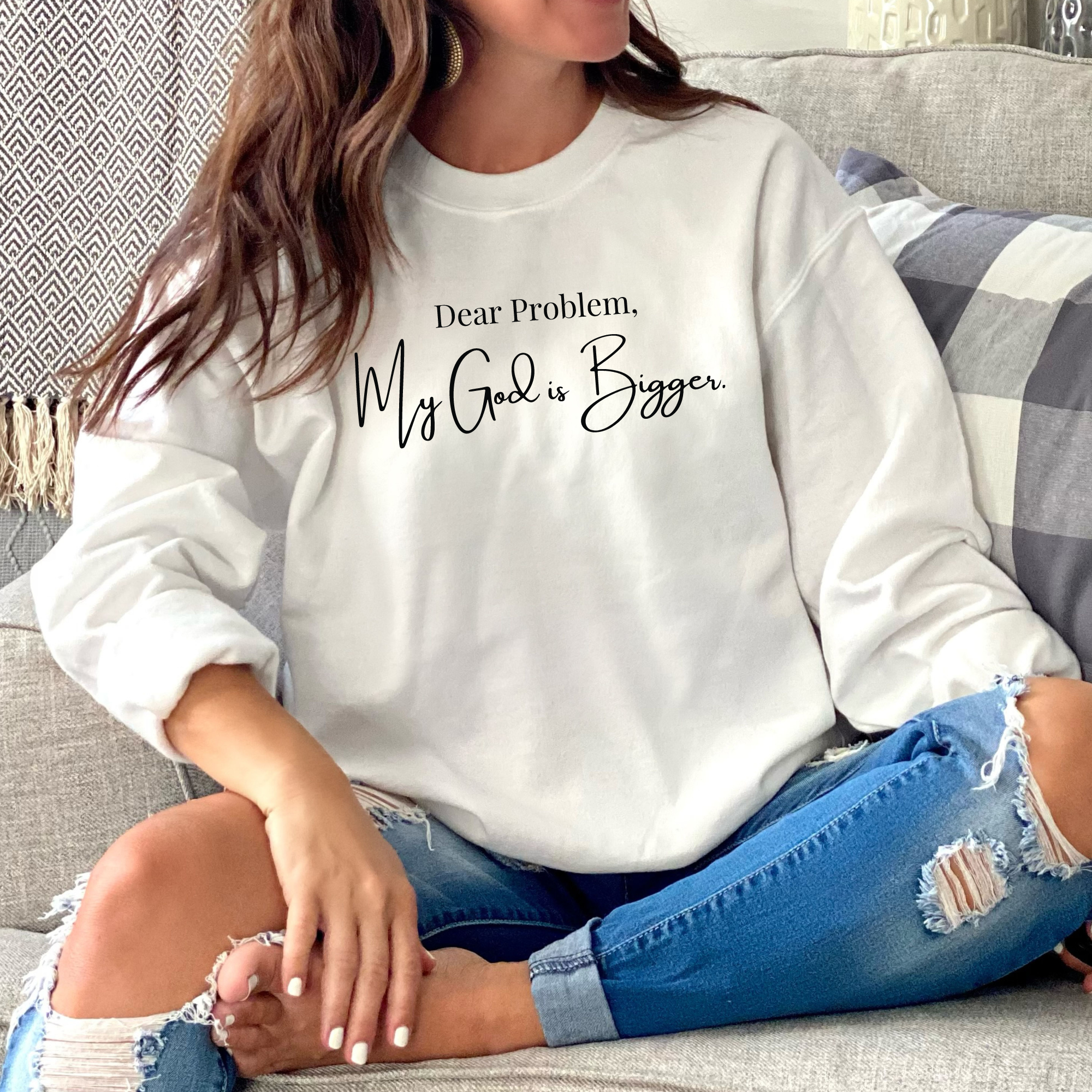 Love Ann Joy Apparel, LLC - Wholesale Graphic Sweatshirt - Women's - My God is Bigger Christian Sweatshirt0