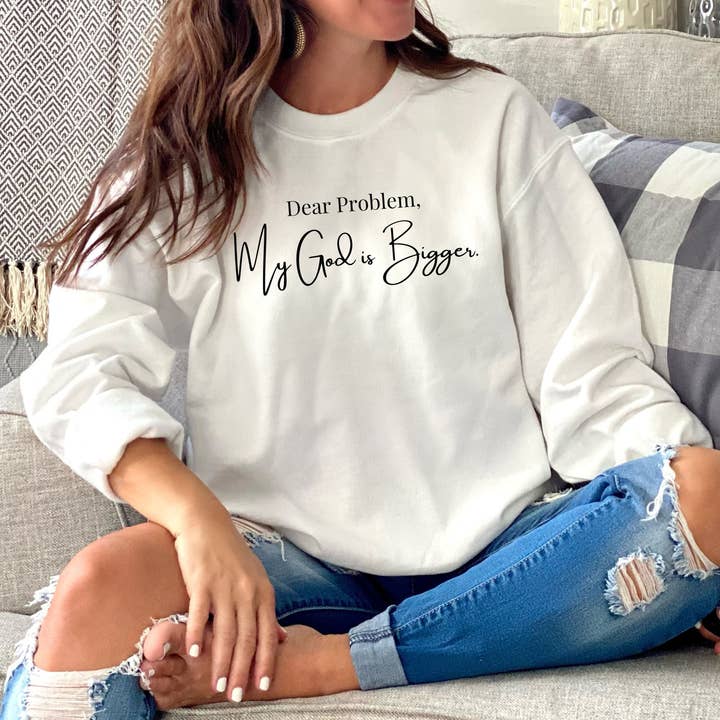 Love Ann Joy Apparel, LLC - Wholesale Graphic sweatshirt – Women’s - My God is Bigger Christian Sweatshirt