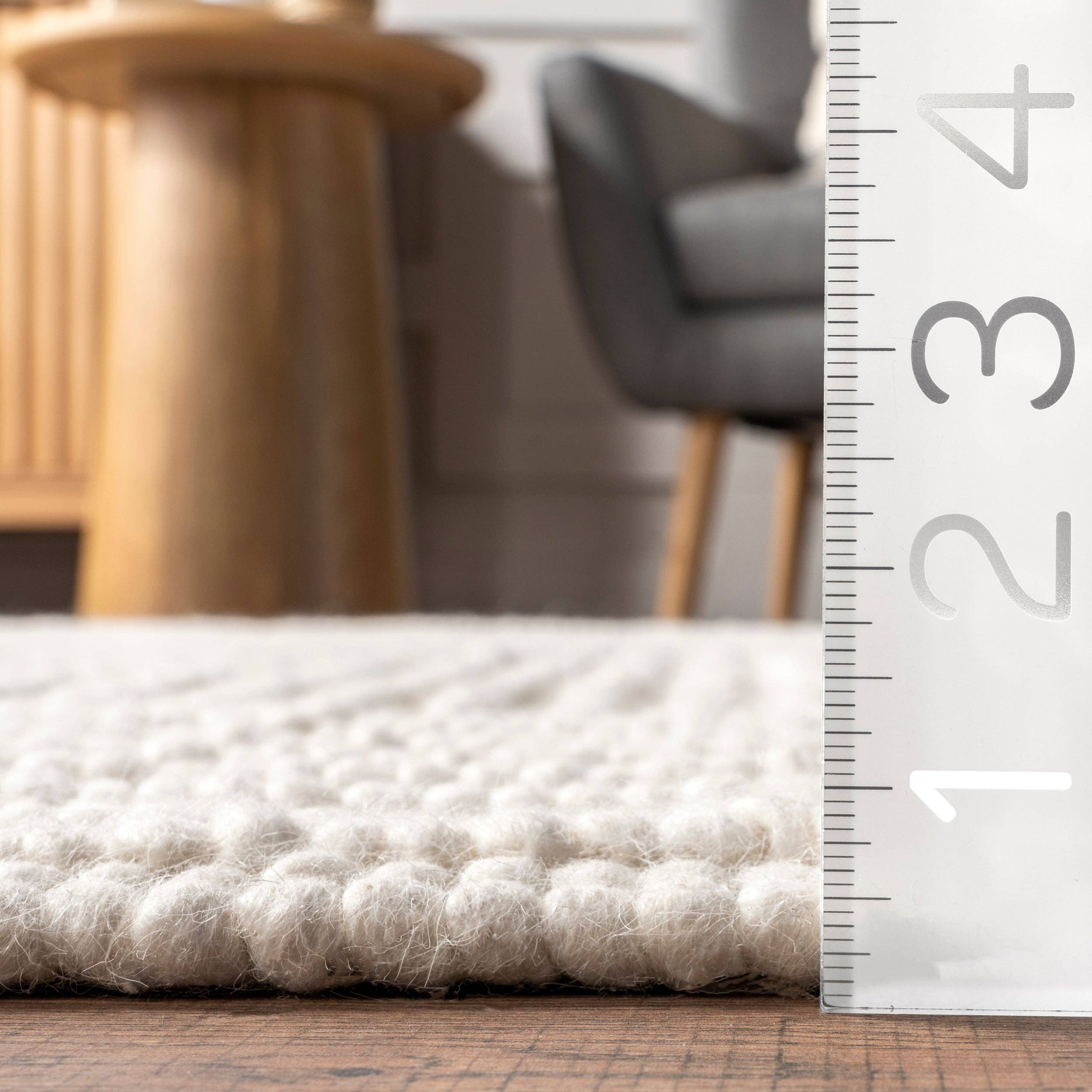 Ivory Dorene Contemporary High-Low Striped Wool Area Rug for wholesale on Faire1