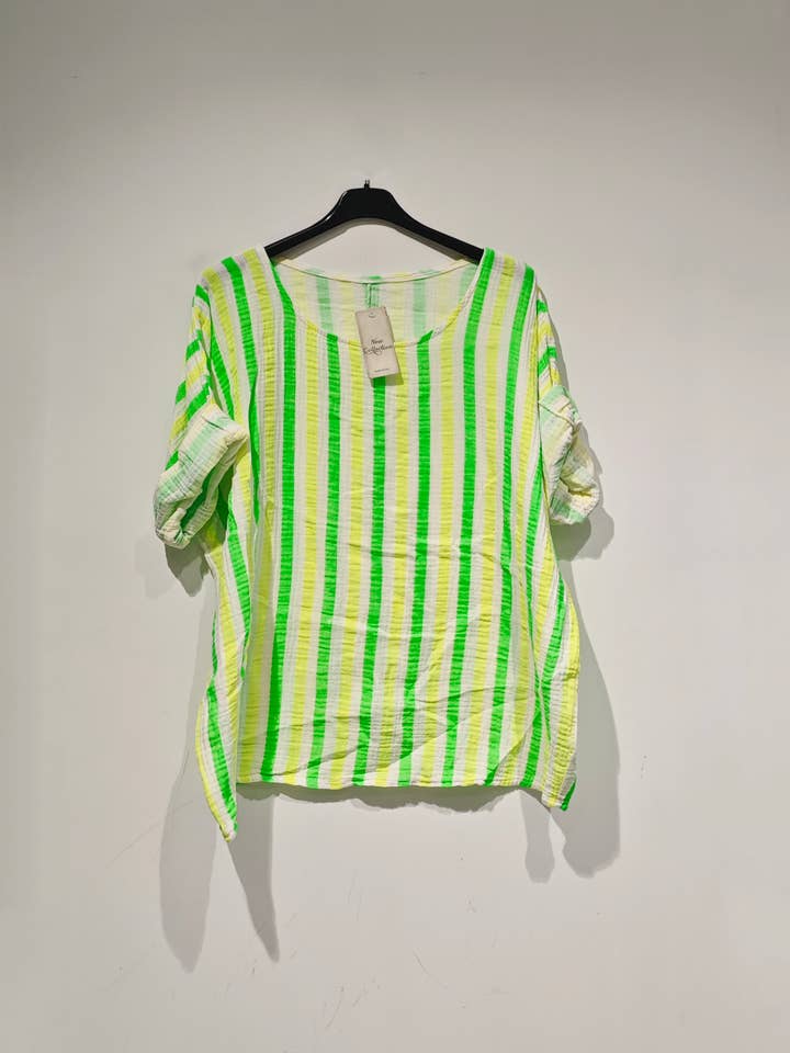 Pomelo paris - Wholesale Blouse - Women's - FLUORESCENT STRIPED COTTON GAUZE1