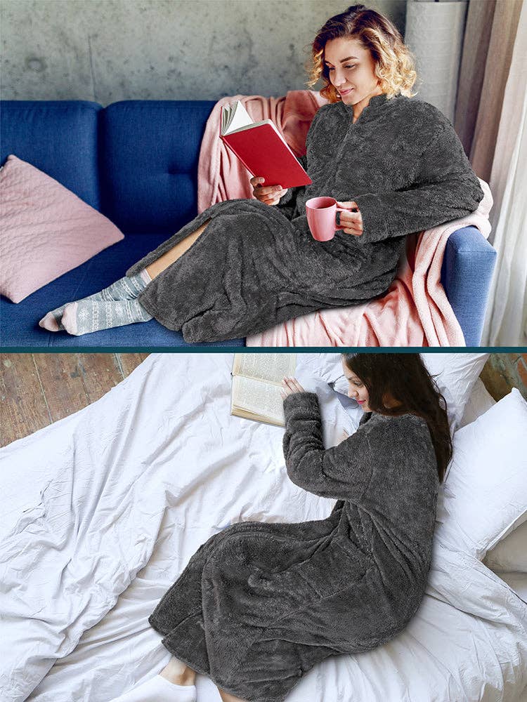 Pavilia - Wholesale Robe - Women's - Women's Sherpa Housecoat Zipper Robe28