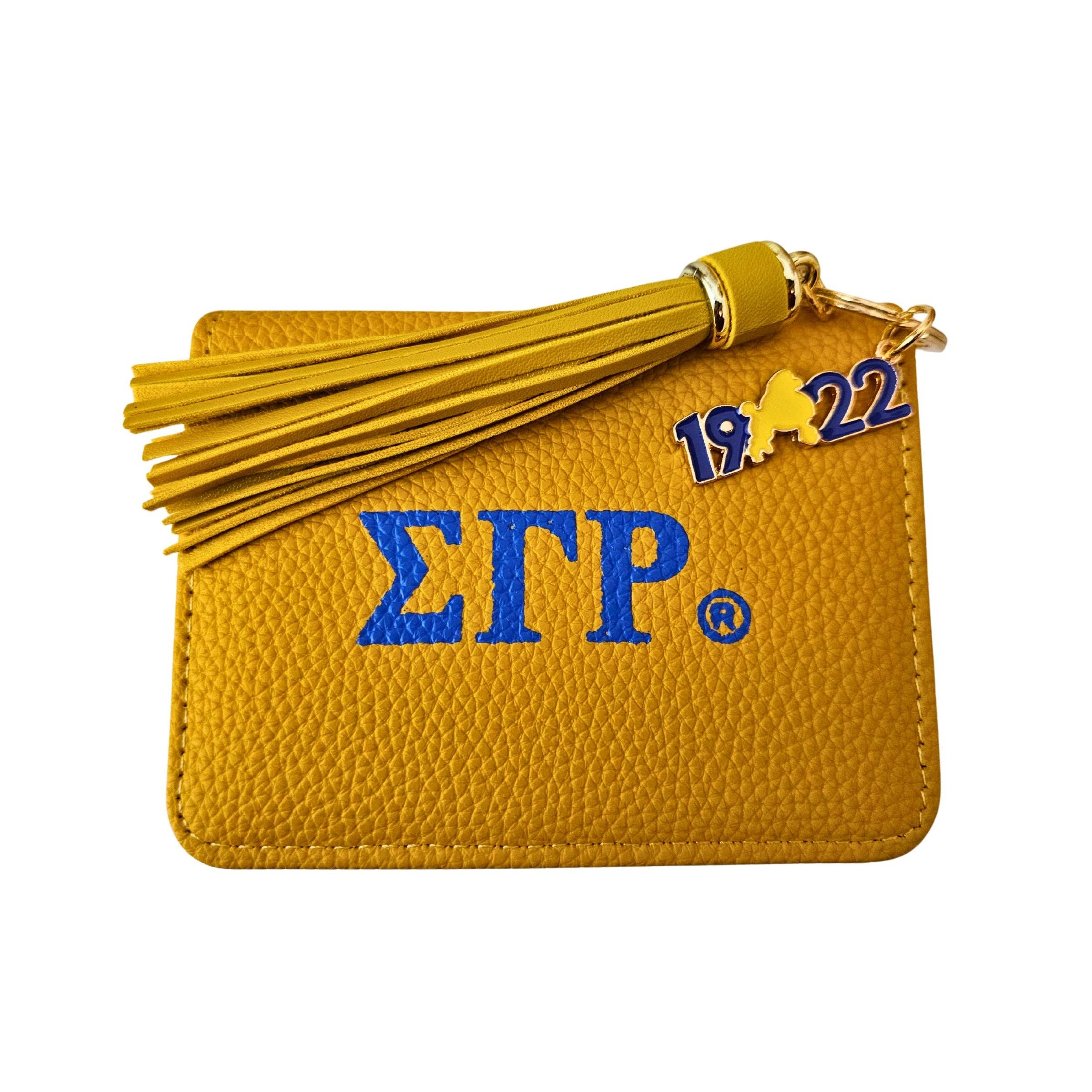 SGRHO Soror Yellow Tassel Keychain Zipper Wallet for wholesale on Faire