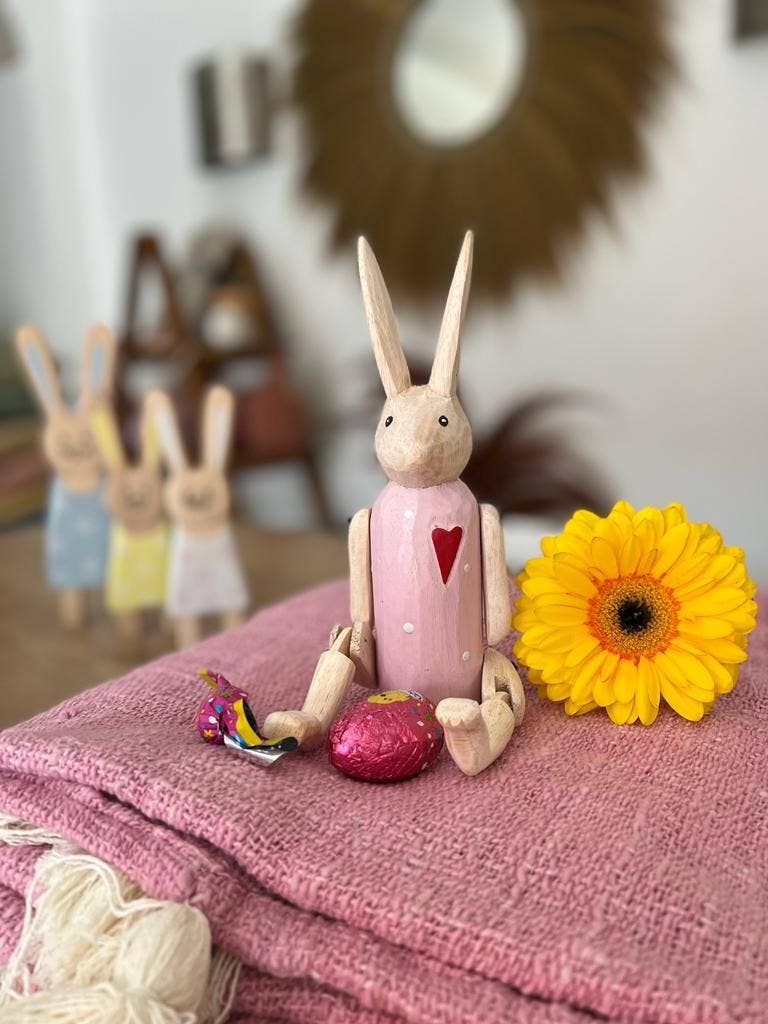 Kasary - Wholesale Decorative Figurine - Painted Wooden Jointed Rabbit – Coelho2
