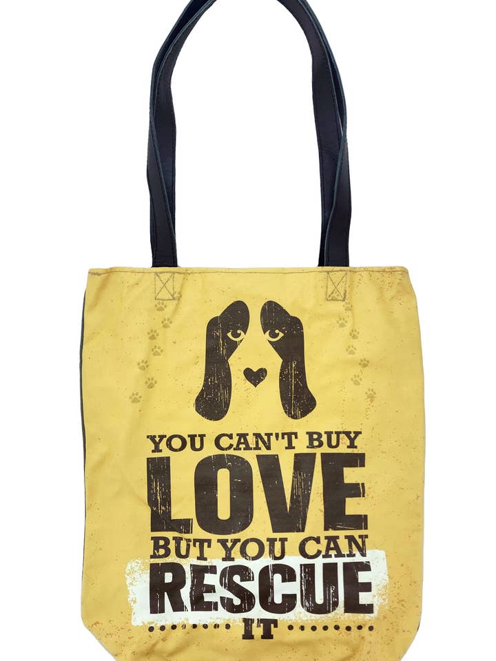 Rescue Love Recycled Military Tent Tote for wholesale by Vintage Addiction