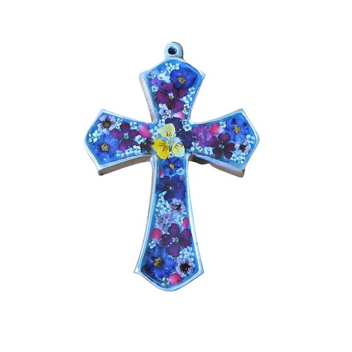 Pressed Flower Atlanta Cross 6" for wholesale by Guadalupe Gifts