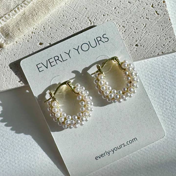 Everly Yours - Wholesale Hoop Earrings - Aurelia 14K Gold Pearl Hoops5