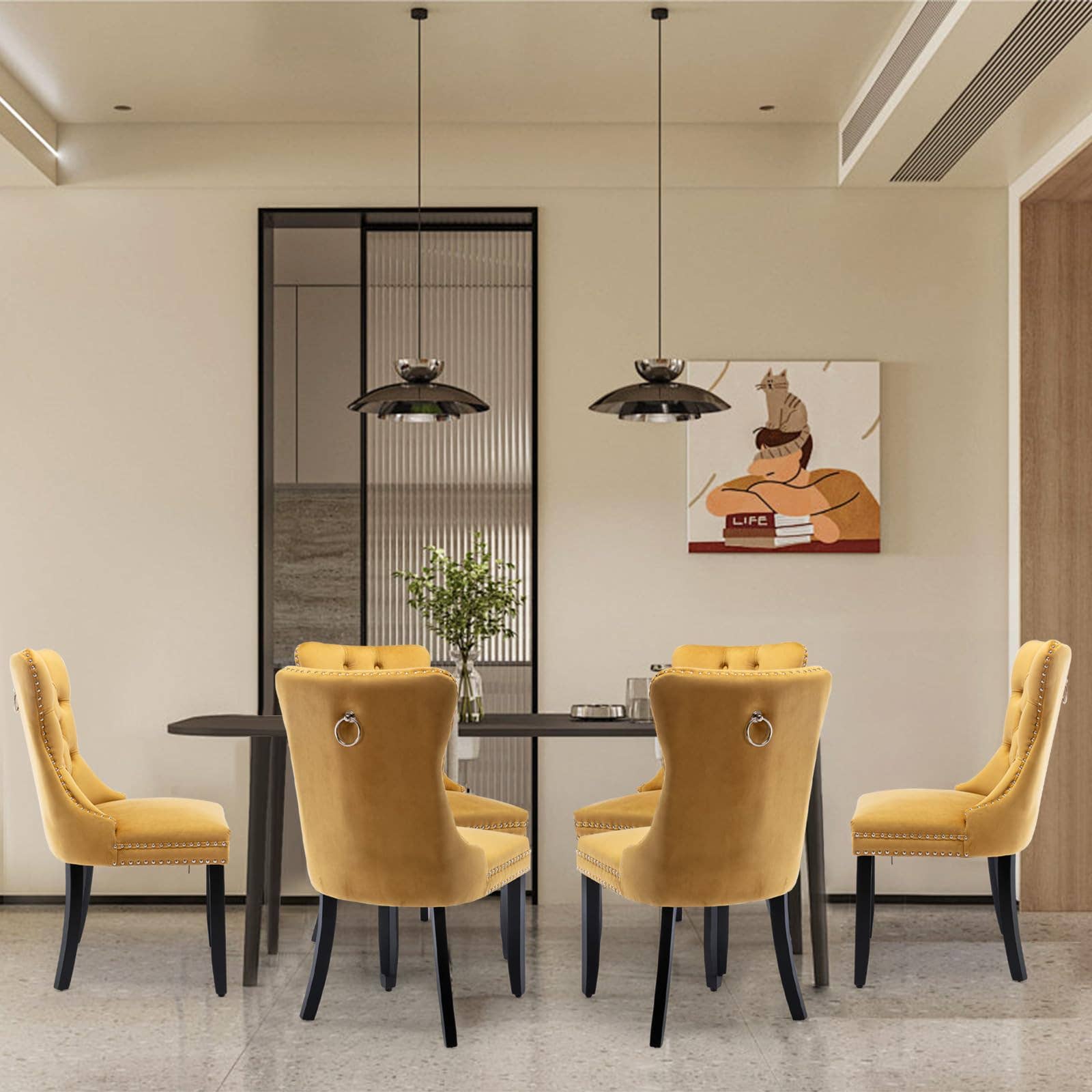 Modern Home Touch – wholesale Chair – Shena Set of 2 Velvet Kitchen Dining Chairs Knocker Back20