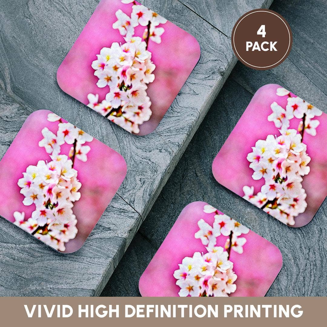 3dRose - Wholesale Coasters - 3dRose, Pretty Image Of Light Infused Cherry Blossom Flower Painting, Coaster12