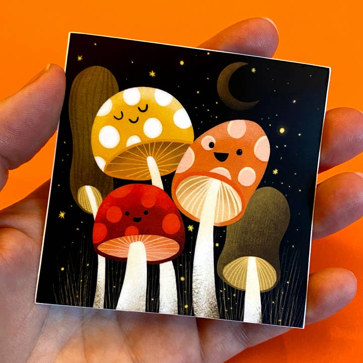 Sticker Champignons au clair de lune pour la vente par Fox Card Co