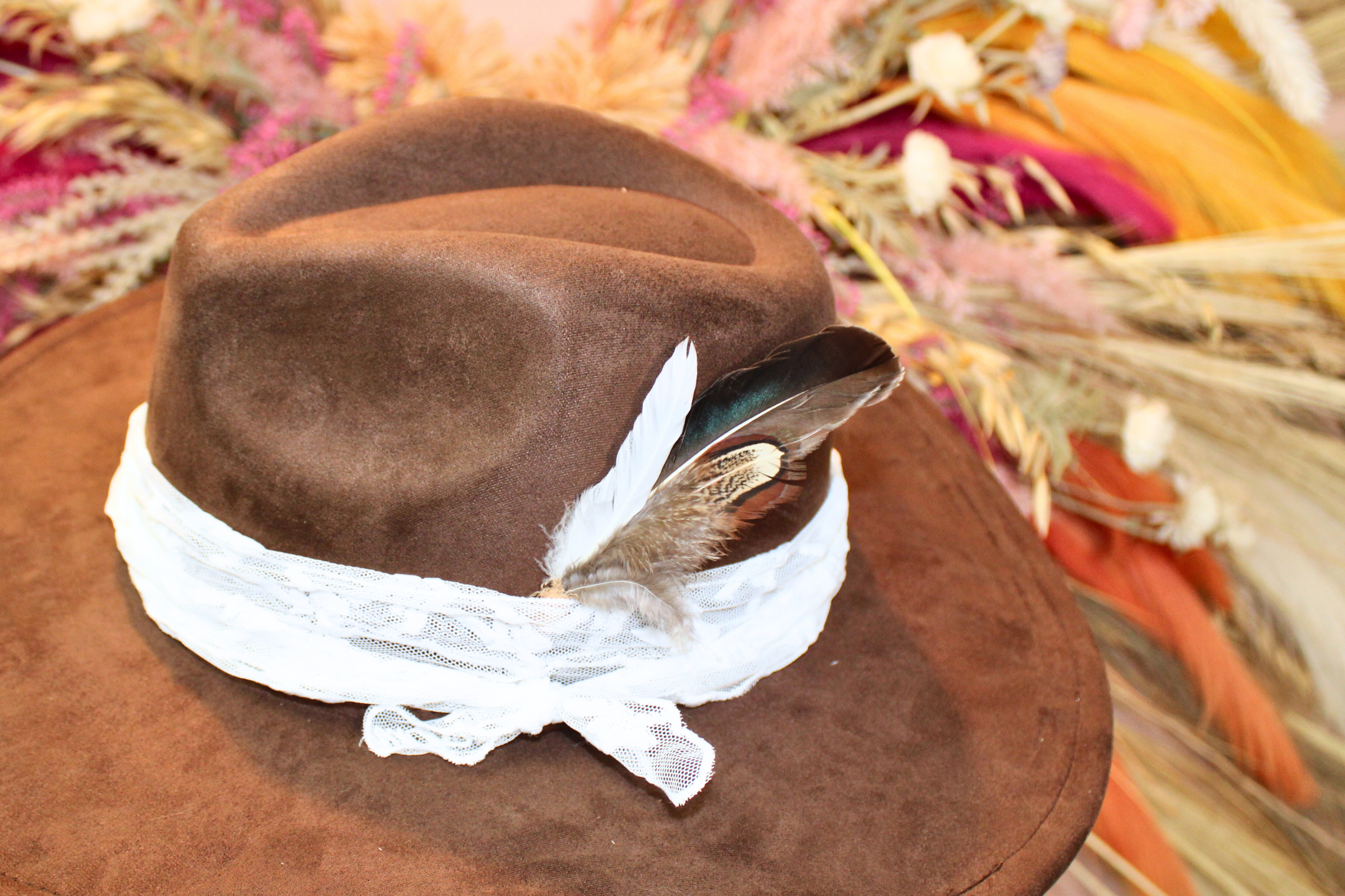 Wildflowers and Barley - Wholesale Hat Accessory - Women's - The Scout : Hand-Wrapped Natural Duck + Pheasant Hen Feather Pick2