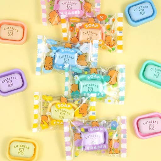 K-Wonderland – wholesale Eraser – CUTE BEAR Soap Eraser - School writing Desk Essencials11