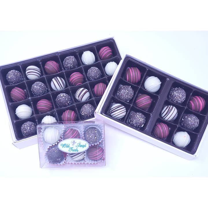 Gourmet Chocolate Ganache Bite Size Truffles-Valentine's Day for wholesale by Wild Angel Treats, LLC