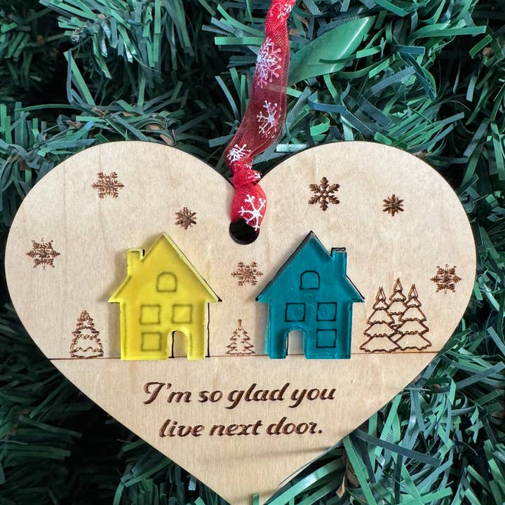 Christmas Ornament for Neighbor, Handmade Farmhouse Style for wholesale by J&K Canfield Creations