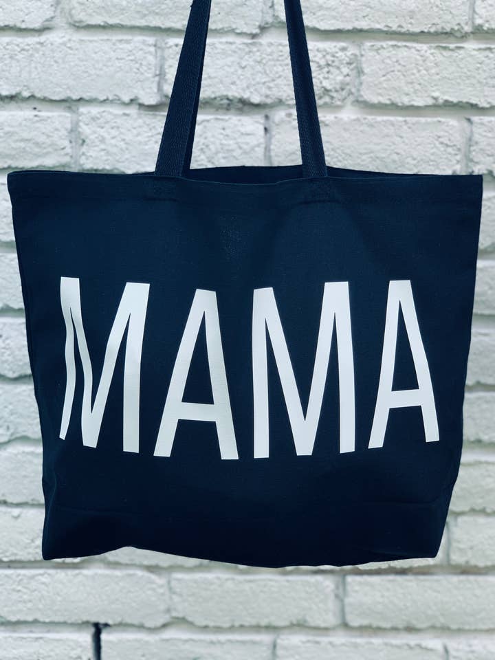 Grand fourre-tout noir et blanc Mama à fermeture éclair pour la vente par Hannah Amazon Baby Wear